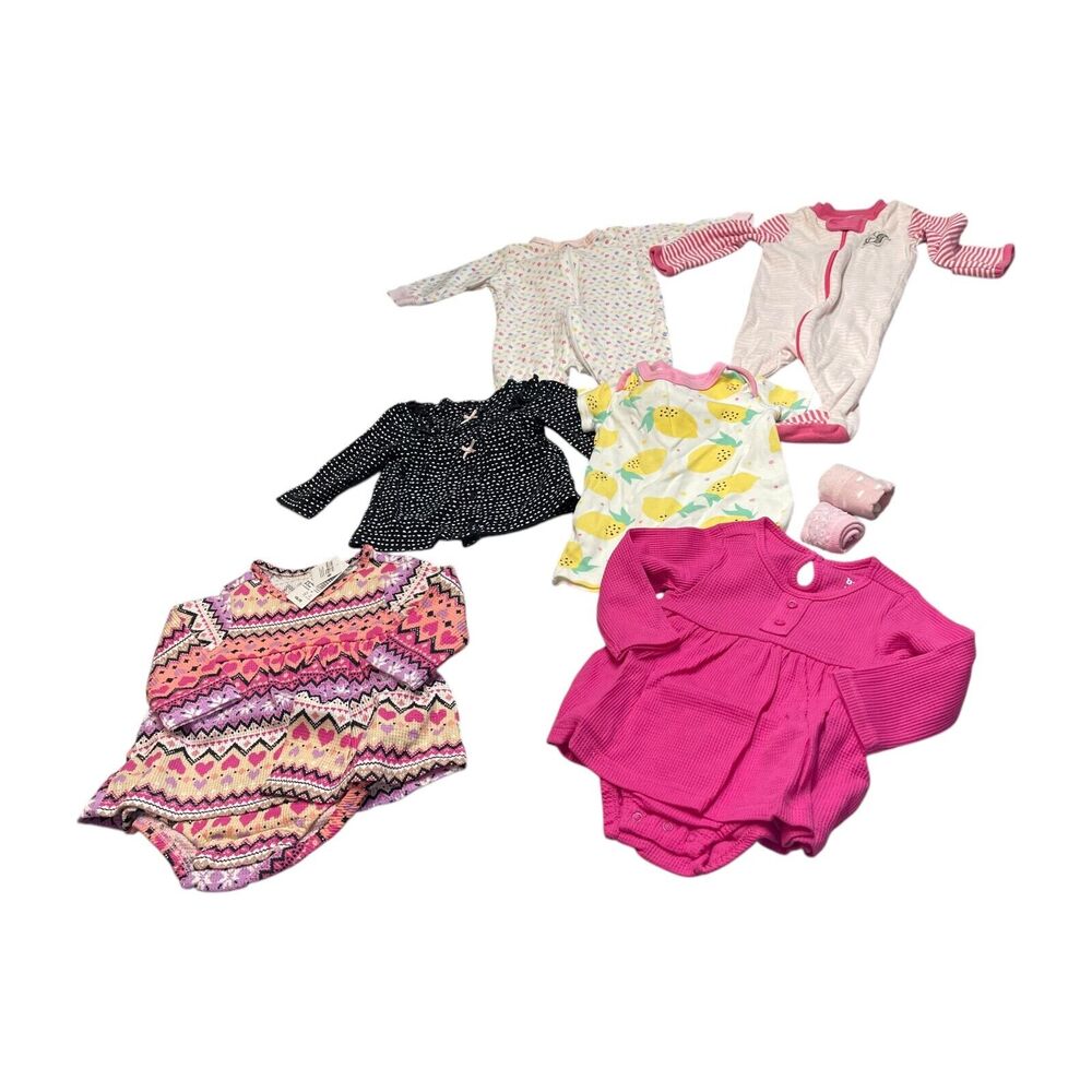 Baby Clothes Outfits Bodysuits Dress 0-3 Months Multicolor Lot of 8 - Picture 3 of 6